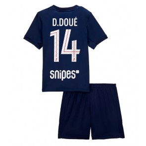 Paris Saint-Germain Desire Doue #14 Replica Home Stadium Kit for Kids 2025-26 Short Sleeve (+ pants)